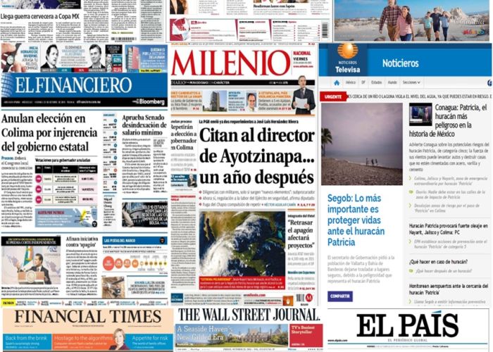 Las principales portadas en la prensa de México y el mundo del 23 de octubre.