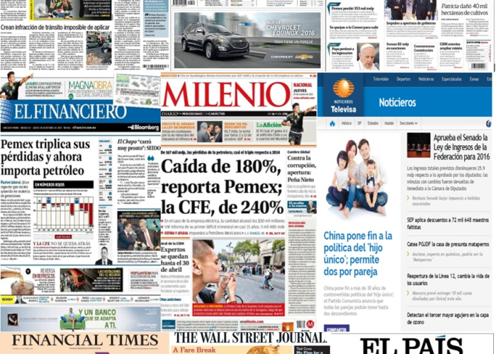 Las principales portadas en la prensa de México y el mundo del 29 de octubre.