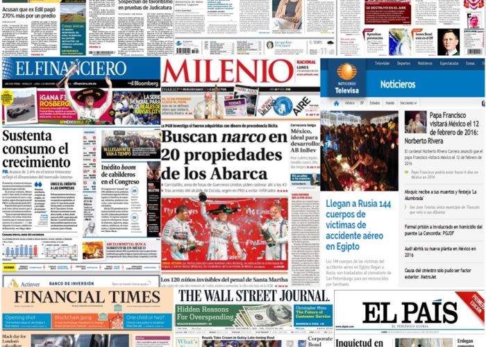 Las principales portadas en la prensa de México y el mundo del 2 de noviembre.