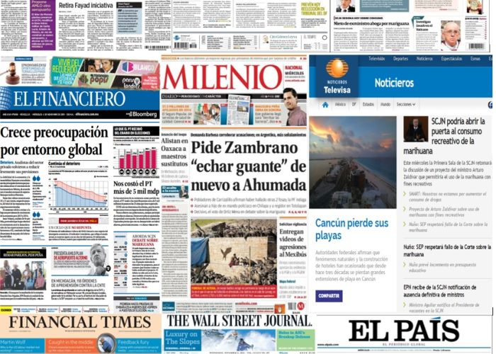 Las principales portadas en la prensa de México y el mundo del 4 de noviembre.