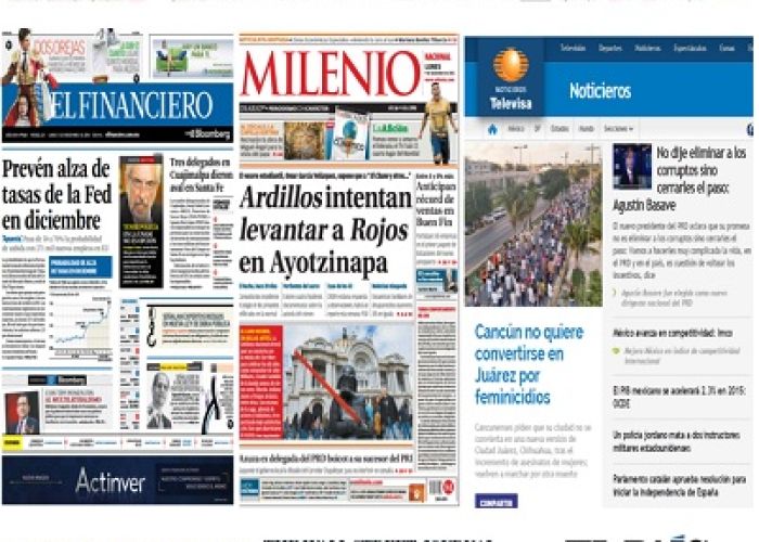 Las principales portadas en la prensa de México y el mundo del 9 de noviembre.