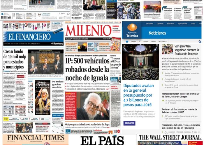 Las principales portadas en la prensa de México y el mundo del 13 de noviembre.