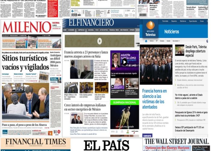 Las principales portadas en la prensa de México y el mundo del 16 de noviembre.