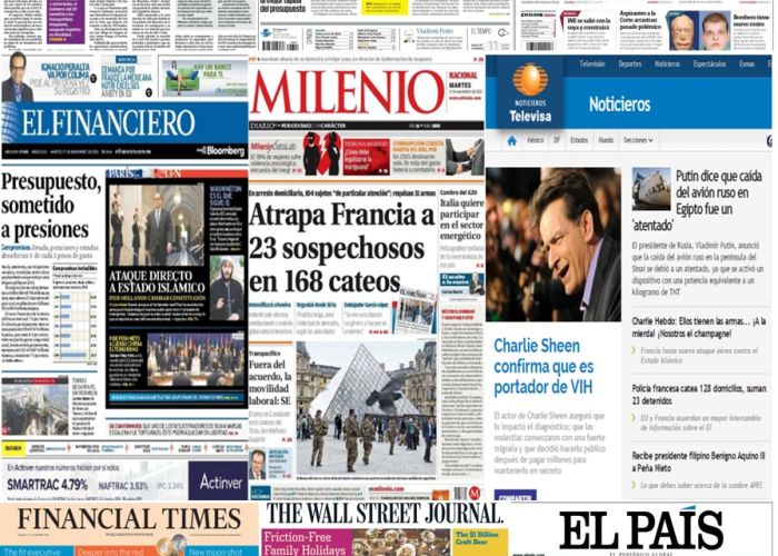 Las principales portadas en la prensa de México y el mundo del 17 de noviembre.