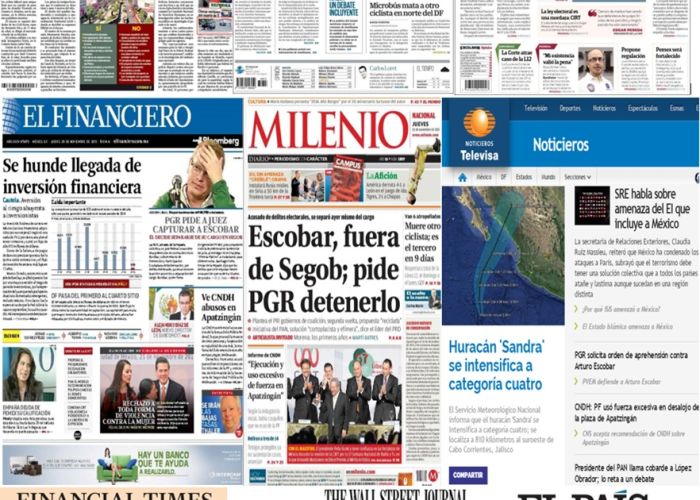 Las principales portadas en la prensa de México y el mundo del 26 de noviembre.