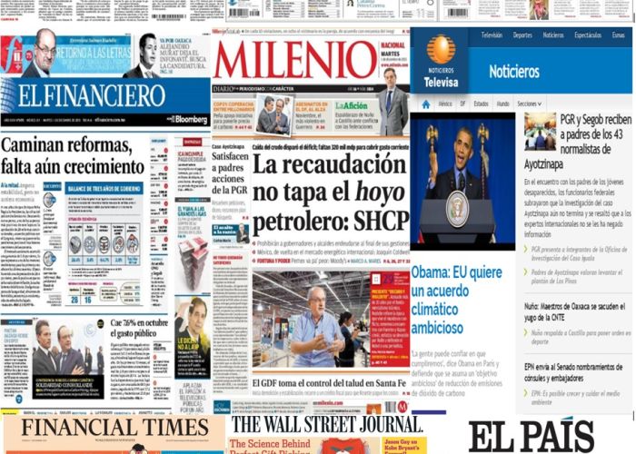 Las principales portadas en la prensa de México y el mundo del 1 de diciembre.
