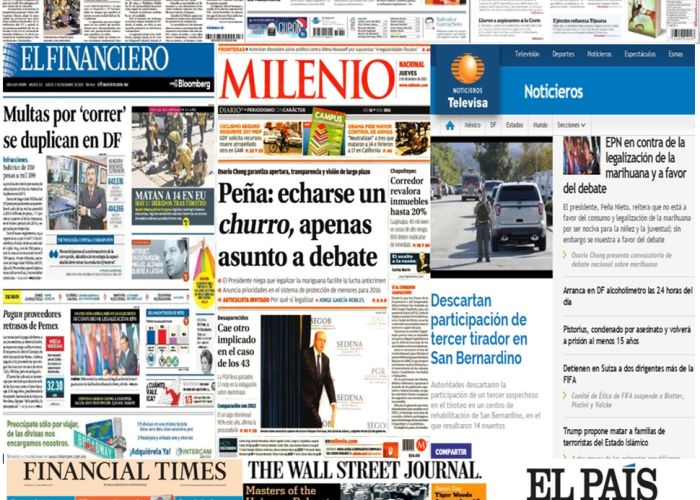 Las principales portadas en la prensa de México y el mundo del 3 de diciembre.
