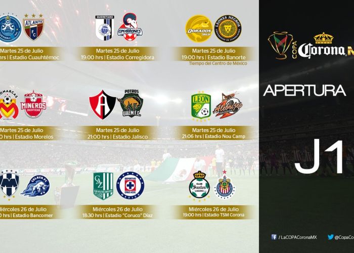 La Jornada 1 de la Copa Mx arranca este martes 25 de julio