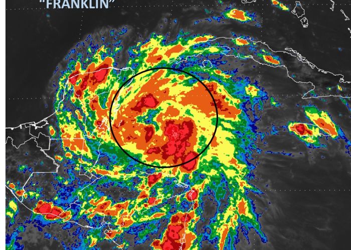 Franklin tocaría tierra a las 22:00 horas de este lunes