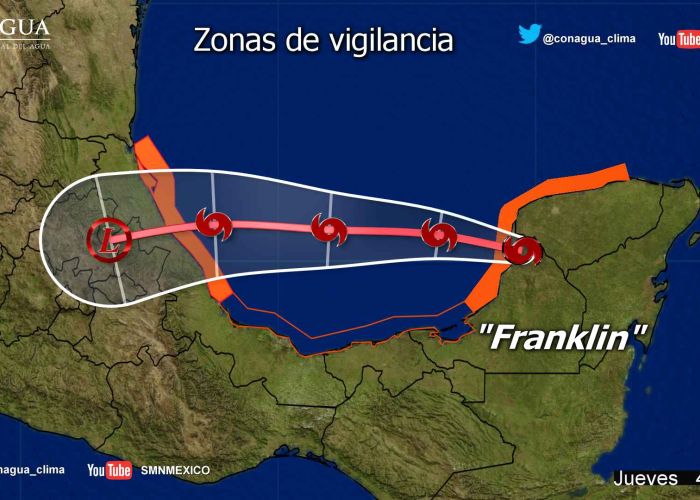Franklin tocaría tierra a las 22:45 horas