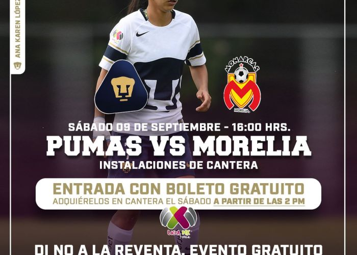 Pumas y Morelia se enfrentan en La Cantera como parte de la J7 de la liga femenil