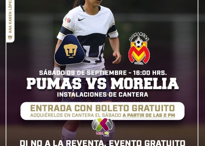Pumas y Morelia se enfrentan en La Cantera como parte de la J7 de la liga femenil