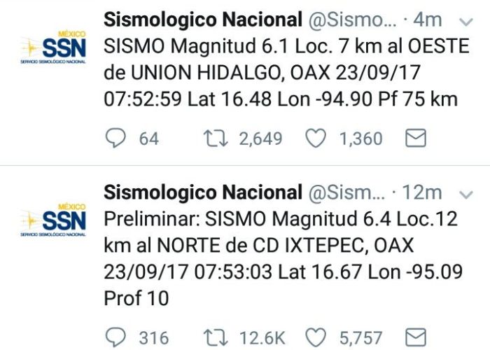 Nuevo sismo en México