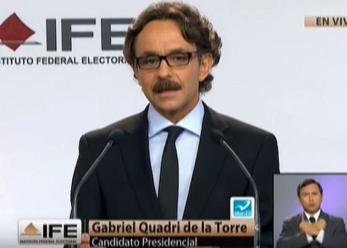 Ing. Gabriel Quadri, durante el primer debate presidencial del 2012