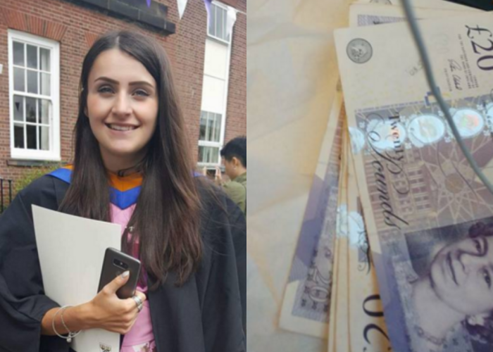 La joven estudiante recibió 100 libras de un desconocido cuando viajaba en tren. Fotos: Facebook