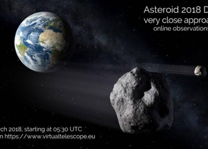 El asteroide 2018 DV1 pasará próximo a la tierra la mañana del 2 de marzo.