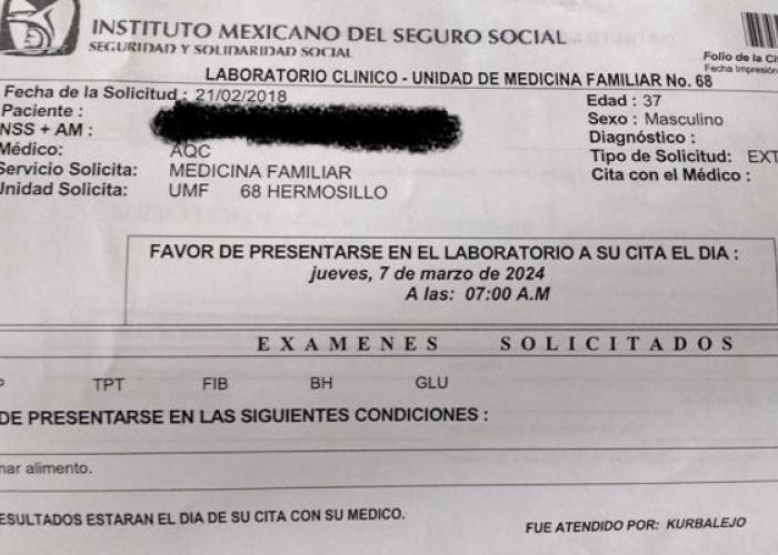 Personal de un centro médico del IMSS Sonora programó una cita para el 2024. Foto: Facebook