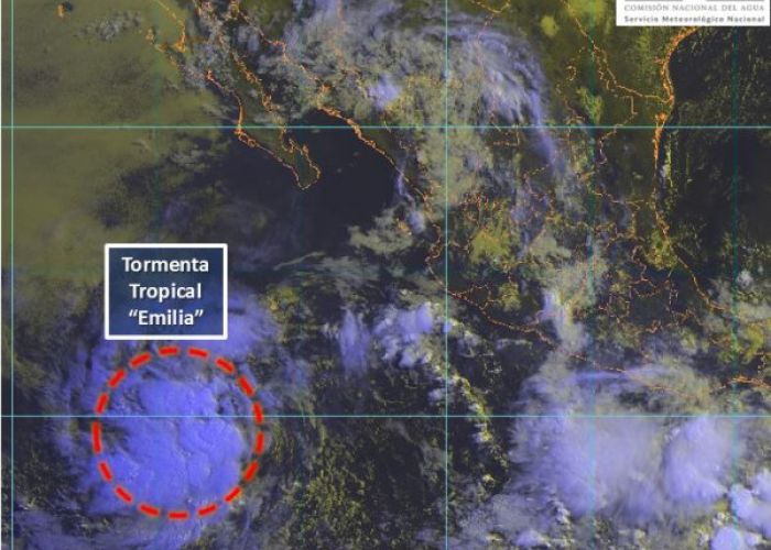 Tormenta tropical Emilia al sur de Baja California Foto: @conagua_clima