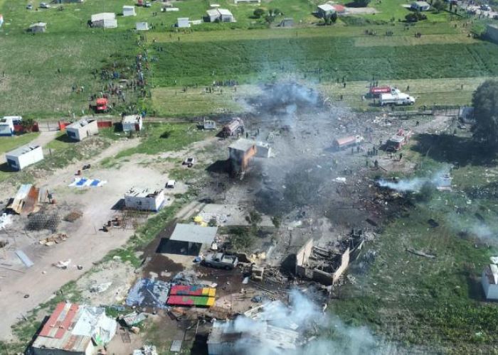 Imágenes de La Saucera, Tultepec luego de la explosión de esta mañana Foto: Twitter @GrupoRelampagos