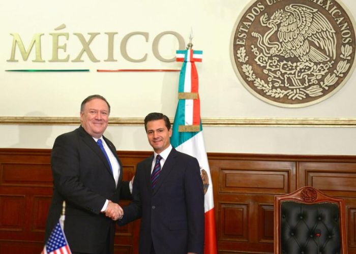 Reunión de Secretario de Estado, Michael Pompeo y Presidente de México Enrique Peña Nieto Foto: Twitter Presidencia de México