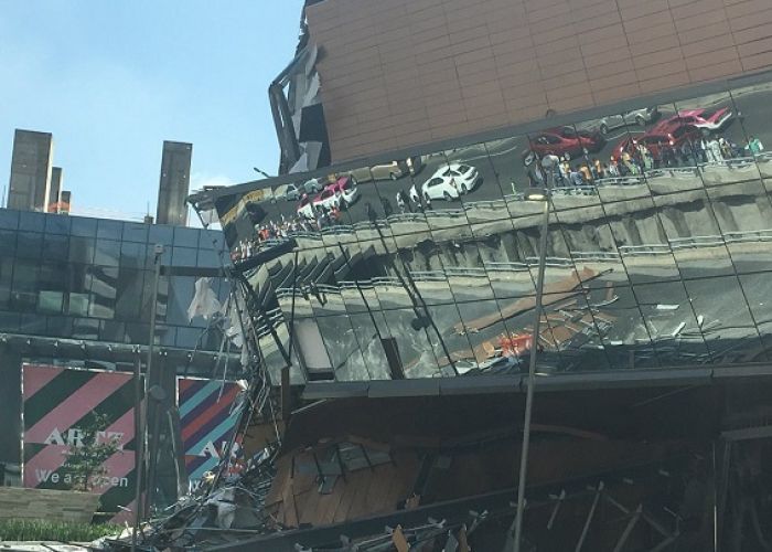 Derrumbe en Plaza Art, ubicada en el sur de la CDMX