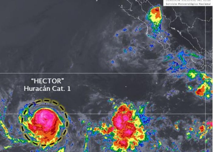 Huracán Héctor categoría 1 Foto: Twitter Servicio Meteorológico Nacional de CONAGUA @conagua_clima