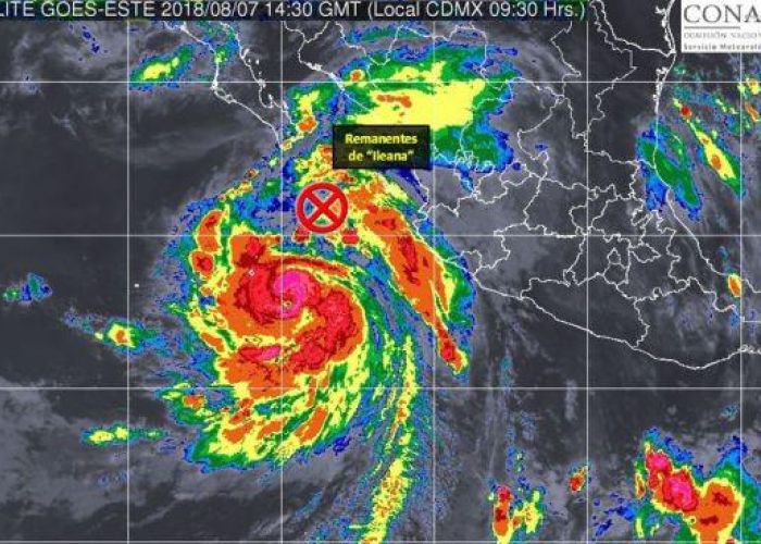 Huracán John y tormenta tropical Ileana Foto: Twitter Servicio Meteorológico Nacional @conagua_clima