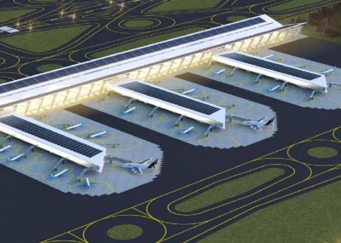 Render del aeropuerto de Santa Lucía presentado por Riobóo.