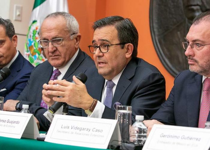 Ildefonso Guajardo reiteró la posición de México sobre firmar un acuerdo bilateral con EU, si Canadá no se sumaba al acuerdo al que ambos países llegaron en agosto. Foto: Embajada de México en EU.