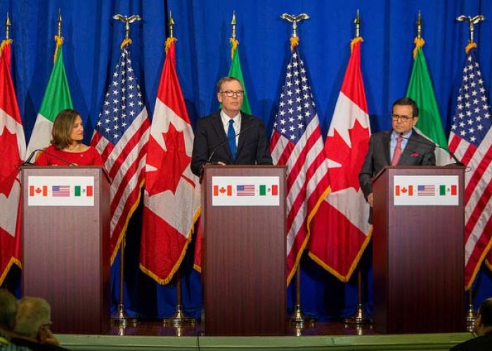 El 1 de octubre los senados de los países socios comenzarán a valorar el acuerdo al que llegaron los grupos negociadores. Foto:Embajada de México en EU.