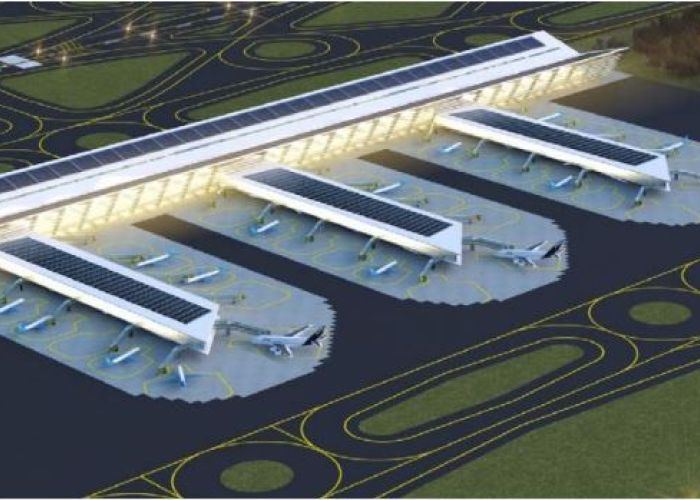 Render del aeropuerto de Santa Lucía elaborado por grupo Riobóo.