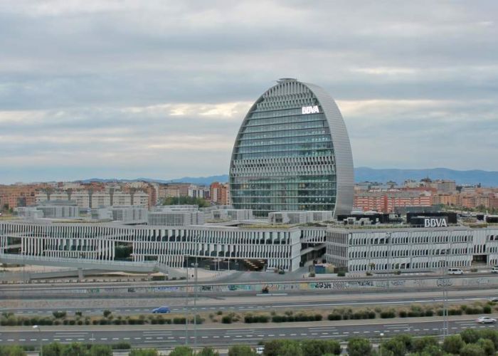 Oficinas corporativas del banco BBVA en Madrid