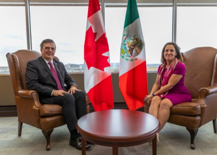 Visita de Marcelo Ebrard a Canadá el 22 de octubre. Foto: Twitter Chrystia Freeland