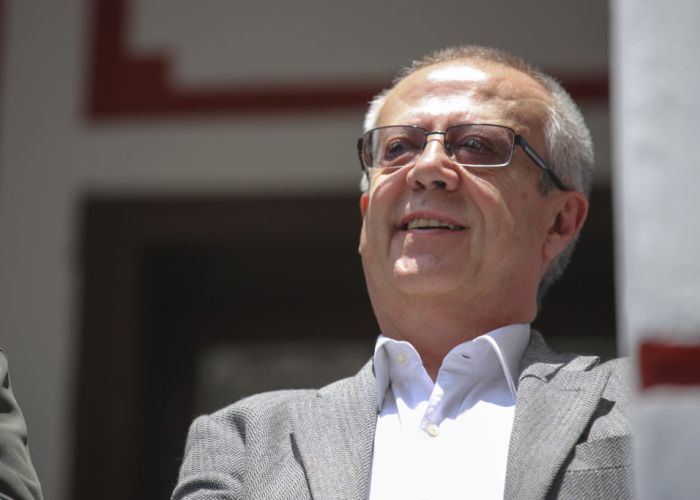 Carlos Urzúa, secretario de Hacienda, en conferencia de prensa en julio pasado (Foto: @lopezobrador.org)