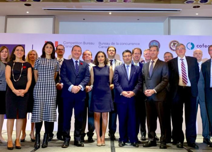 Autoridades de competencia ecómica de México, EU y Canadá. Foto: Cofece.