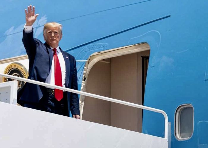 El presidente Donald Trump iniciando su viaje a la reunión del G20 en Osaka, Japón (Twitter: @realDonaldTrump) 