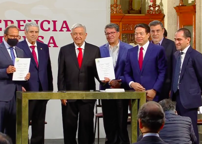 Acto de la presentación de la iniciativa del gobierno federal para la reforma de las pensiones celebrado el miércoles 22 de julio en Palacio Nacional (Imagen: Video del Gobierno Federal)