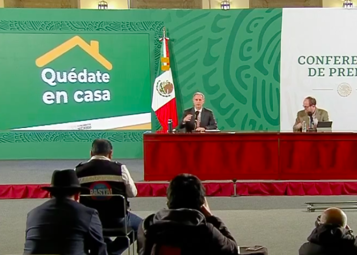 Hugo López-Gatell, vocero del gobierno federal para enfrentar la pandemia, en conferencia de prensa el lunes 4 de enero en Palacio Nacional, para informar sobre la evolución del Covid-19 en México (Imagen: Video del Gobierno de México)