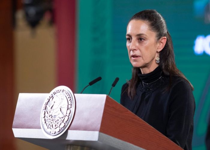 La Jefa de Gobierno de la Ciudad de México, Claudia Sheimbaum, en conferencia de prensa en Palacio Nacional el martes 4 de mayo (Foto: lopezobrador.org.mx)