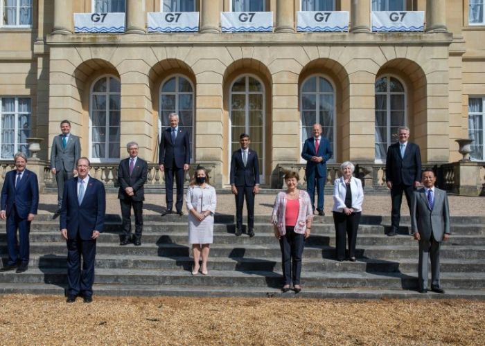 El grupo de países del G7 en su reunión en Londres el 5 de junio (Foto: @HM Treasury) 