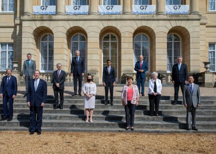 El grupo de países del G7 en su reunión en Londres el 5 de junio (Foto: @HM Treasury)