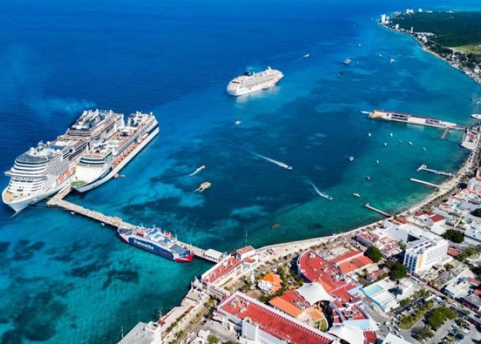 Tal y como estaba programado por Royal Caribbean, el navío Adventure of the Seas, atracó en el puerto de Cozumel el 17 de junio pasado después de una larga ausencia (Foto: Sedetur, Quintana Roo)