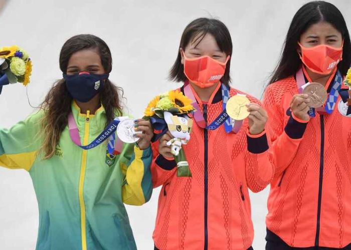 Rayssa Leal, Momiji Nishiya y Funa Nakayama, el podio más joven de la historia de los Juegos Olímpicos. (Foto: Comité Olímpico Internacional)