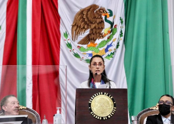 Claudia Sheinbaum, jefa de gobierno de la Ciudad de México en su Tercer Informe de Gobierno en el Congreso de la CDMX (Foto: Twitter)