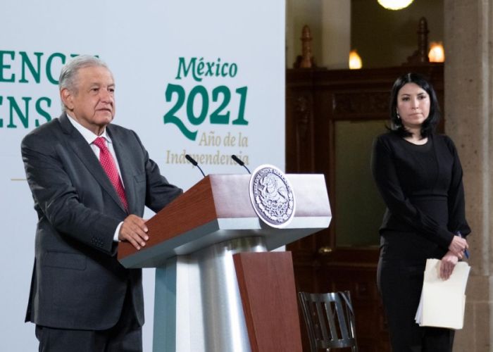 La subsecretaria Victoria Rodríguez Ceja en una conferencia de prensa con el presidente López Obrador el 4 de noviembre pasado (Foto: lopezobrador.org.mx)
