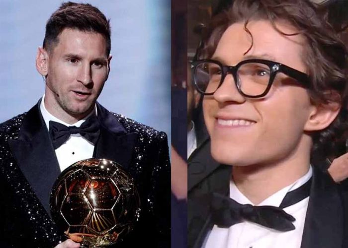 Tom Holland asistió al Ballon D'Or 2021 y aprovechó para conocer a Lionel Messi.