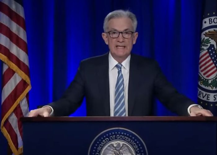 Jerome Powell, presidente de la Fed, durante el reciente anuncio de política monetaria (Foto: Reserva Federal)