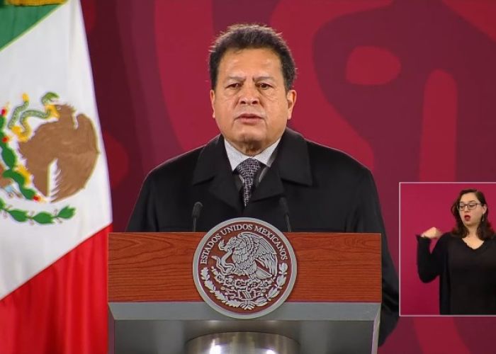 Ricardo Aldana durante la presentación de su proyecto sindical en la conferencia matutina de AMLO (Foto: Presidencia de la República)