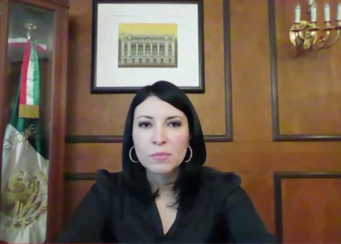 La gobernadora del Banco de México, Victoria Rodríguez, en la presentación del Informe Trimestral el 1 de junio (Imagen: Youtube Banxico)