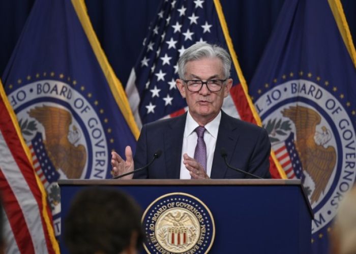 El presidente de la Fed, Jerome Powell, en rueda de prensa. (Foto: @federalreserve)